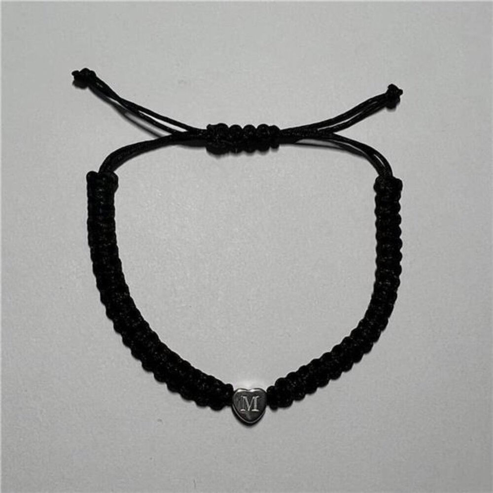 14k White Gold Plated Initial Heart String Bracel… - image 4